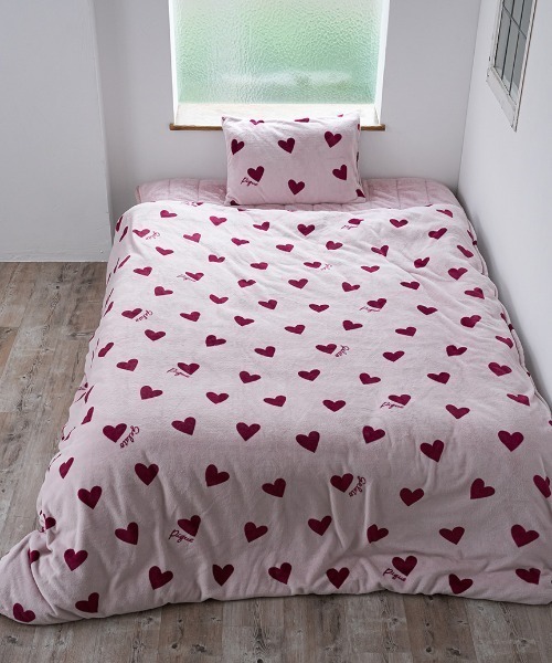 gelato pique Sleep（ジェラートピケスリープ）の「【Sleep】ハート柄 掛けカバー（シングル）（寝具・レディース・ピンク/ピンクベージュ・SMALL）」の5枚目の写真