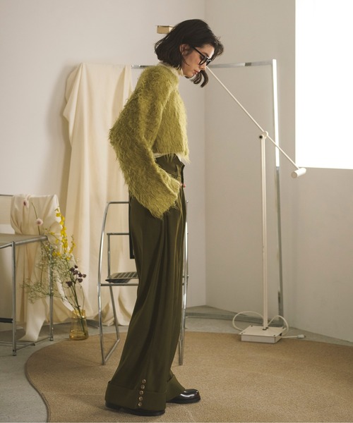 asymmetry tuck wide pants / アシンメトリータックワイドパンツ