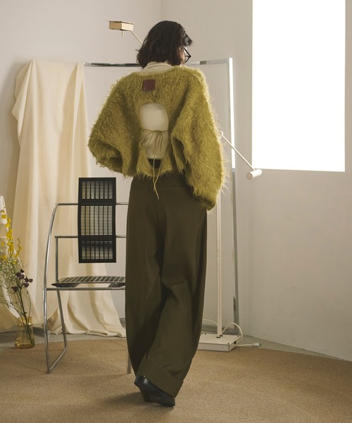 asymmetry tuck wide pants / アシンメトリータックワイドパンツ