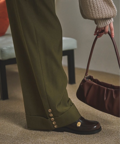 asymmetry tuck wide pants / アシンメトリータックワイドパンツ