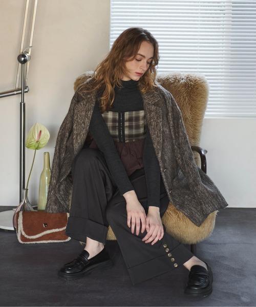 asymmetry tuck wide pants / アシンメトリータックワイドパンツ