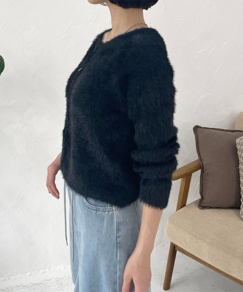 セール】ダブルジップシャギーニットカーディガン（カーディガン