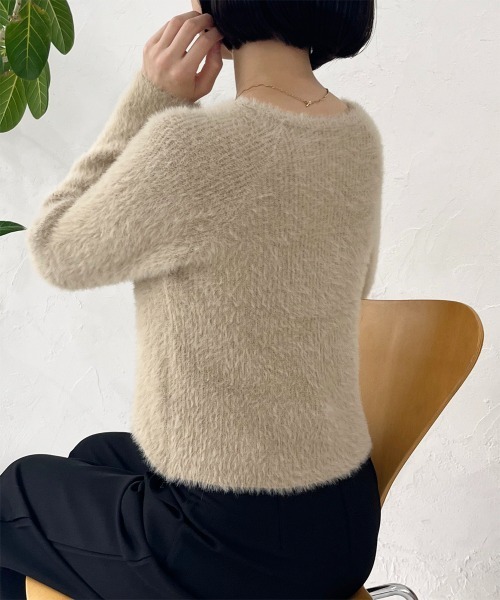 laubeblanc ダブルブレーステッドシャギーニットカーディガン Double