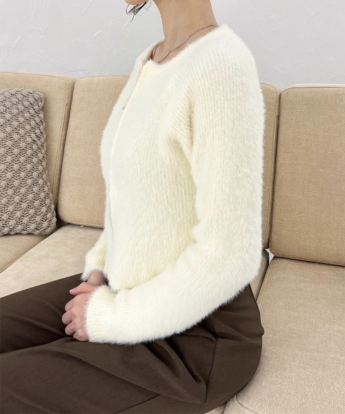 セール】ダブルジップシャギーニットカーディガン（カーディガン