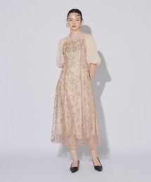 リーフエンブロイダリーバックデザインドレス / leaf embroidery back