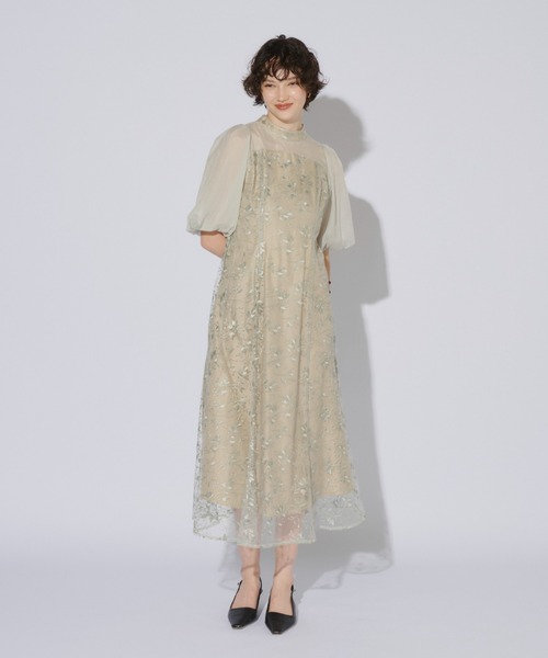 セール】オーガンジースリーブドレス / organdy sleeve dress（ドレス