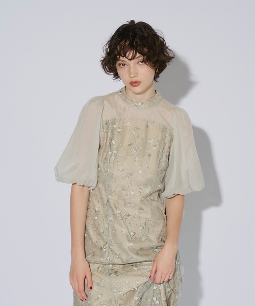 セール】オーガンジースリーブドレス / organdy sleeve dress（ドレス