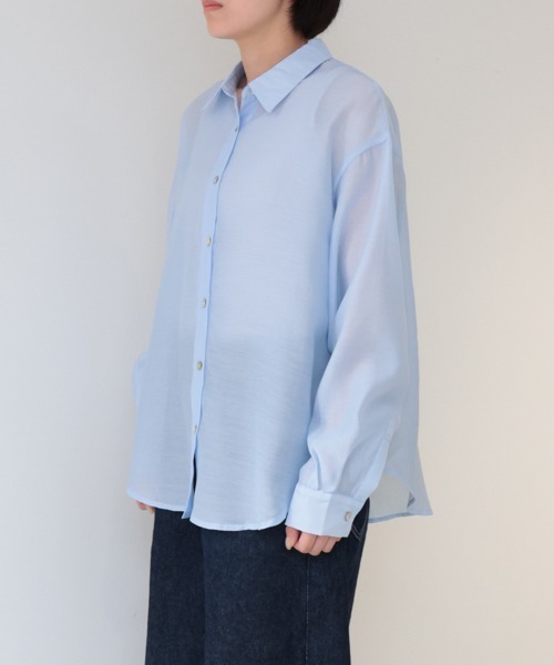 MidiUmi（ミディウミ）の「ビックシアーシャツ（シャツ/ブラウス・レディース・オフホワイト/グリーン・FREE）」の15枚目の写真