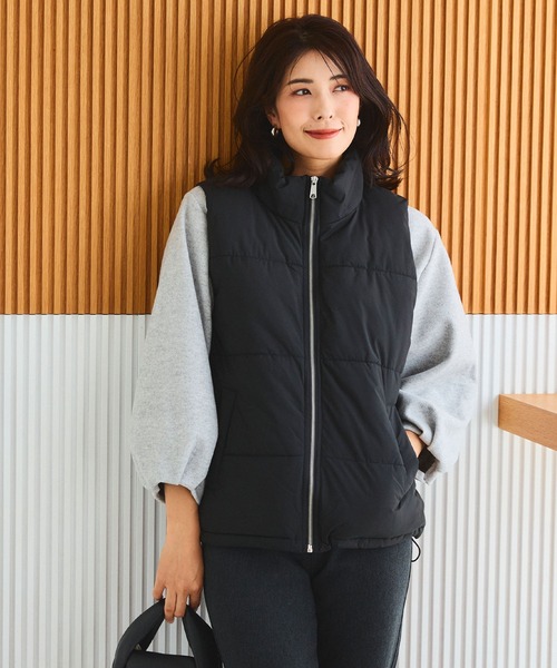 撥水・防風・UV・花粉》パウダータフタファイバーダウンベスト【CF