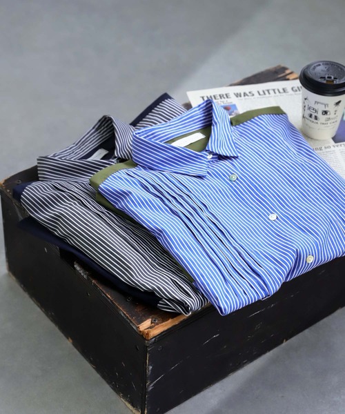 antiqua(アンティカ)の「ストライプタックシャツ(シャツ/ブラウス・レディース・ブラック/ブルー・ONESIZE)」の12枚目の写真