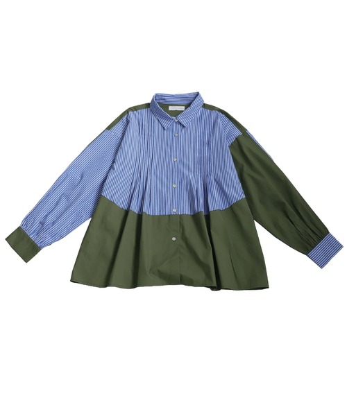 antiqua(アンティカ)の「ストライプタックシャツ(シャツ/ブラウス・レディース・ブラック/ブルー・ONESIZE)」の14枚目の写真