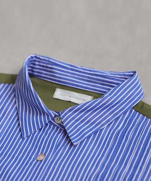 antiqua(アンティカ)の「ストライプタックシャツ(シャツ/ブラウス・レディース・ブラック/ブルー・ONESIZE)」の15枚目の写真