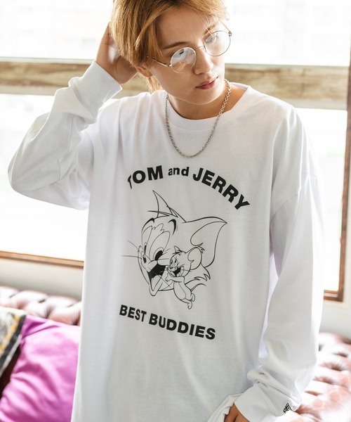 Tom&Jerry(トムアンドジェリー)の「【TOM&JERRY】別注プリント 長袖Tシャツ(Tシャツ/カットソー・メンズ・ブラック/グレー/ブルー/ホワイト/ホワイト系/ホワイト系1/ホワイト系2/ブラック系/ブラック系1/ブラック系2/グレー系/グレー系1/グレー系2/カーキ系2/ブルー系/パープル系1・X-LARGE/SMALL/MEDIUM/LARGE)」の2枚目の写真