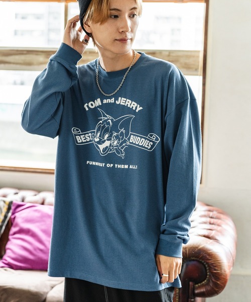 Tom&Jerry(トムアンドジェリー)の「【TOM&JERRY】別注プリント 長袖Tシャツ(Tシャツ/カットソー・メンズ・ブラック/グレー/ブルー/ホワイト/ホワイト系/ホワイト系1/ホワイト系2/ブラック系/ブラック系1/ブラック系2/グレー系/グレー系1/グレー系2/カーキ系2/ブルー系/パープル系1・X-LARGE/SMALL/MEDIUM/LARGE)」の14枚目の写真
