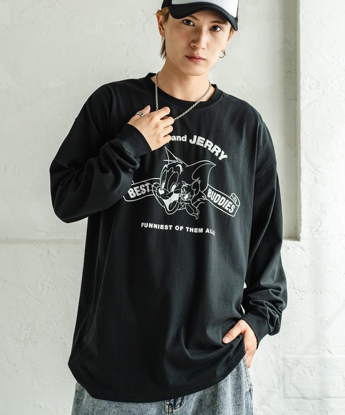 Tom&Jerry(トムアンドジェリー)の「【TOM&JERRY】別注プリント 長袖Tシャツ(Tシャツ/カットソー・メンズ・ブラック/グレー/ブルー/ホワイト/ホワイト系/ホワイト系1/ホワイト系2/ブラック系/ブラック系1/ブラック系2/グレー系/グレー系1/グレー系2/カーキ系2/ブルー系/パープル系1・X-LARGE/SMALL/MEDIUM/LARGE)」の5枚目の写真