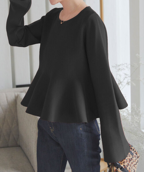 セール】フレアスリーブペプラムニット（ニット/セーター