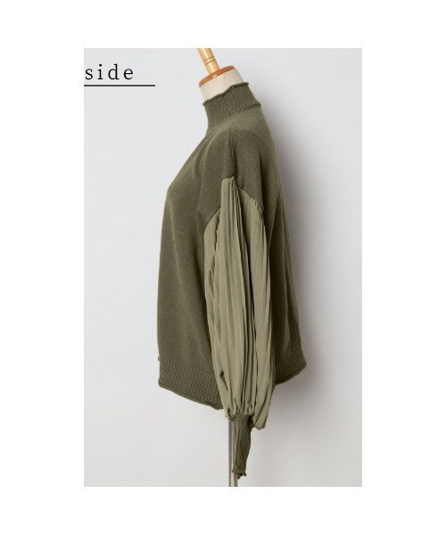 Sawa a la mode（サワアラモード）の「異素材プリーツ袖ハイネックニット（ニット/セーター・レディース・ブラック/カーキ・FREE）」の22枚目の写真