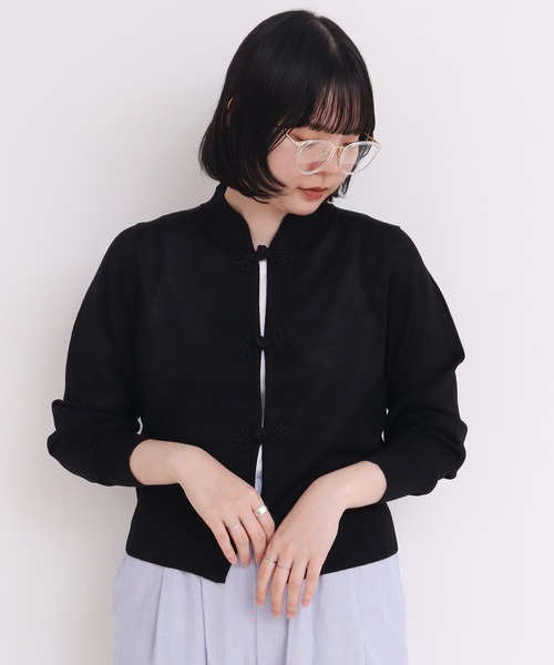 カーディガン llic yarn 華釦カーディガン レディース I am in fact カーディガン Metallic yarn 華釦カーディガン