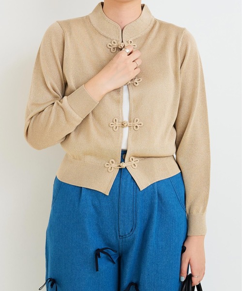 カーディガン llic yarn 華釦カーディガン レディース I am in fact カーディガン Metallic yarn 華釦カーディガン