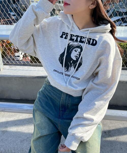 WEGO（ウィゴー）の「WEGO/ガールプリントプルパーカー（パーカー・レディース・杢グレー/ダークグレー・FREE）」の2枚目の写真