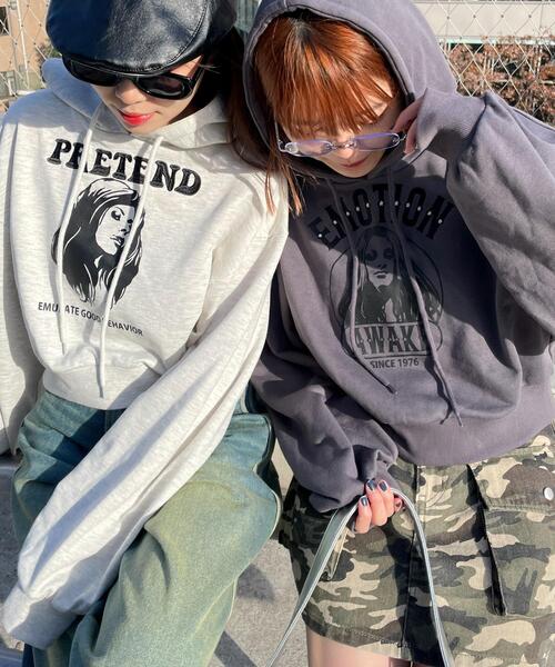 WEGO（ウィゴー）の「WEGO/ガールプリントプルパーカー（パーカー・レディース・杢グレー/ダークグレー・FREE）」の18枚目の写真