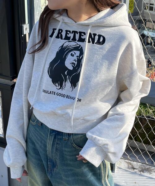 WEGO（ウィゴー）の「WEGO/ガールプリントプルパーカー（パーカー・レディース・杢グレー/ダークグレー・FREE）」の5枚目の写真