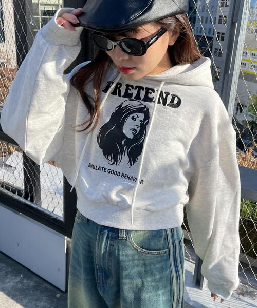 WEGO（ウィゴー）の「WEGO/ガールプリントプルパーカー（パーカー・レディース・杢グレー/ダークグレー・FREE）」の6枚目の写真