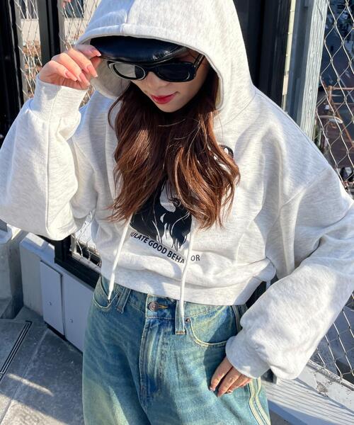 WEGO（ウィゴー）の「WEGO/ガールプリントプルパーカー（パーカー・レディース・杢グレー/ダークグレー・FREE）」の8枚目の写真