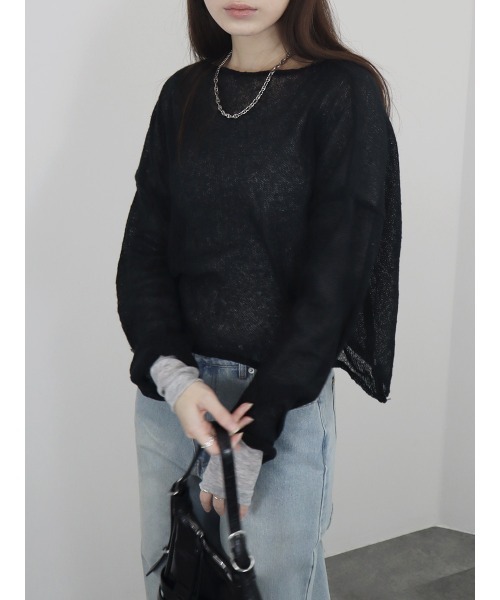 セール】切りっぱなしシアートップス／untrimmed sheer top 長袖