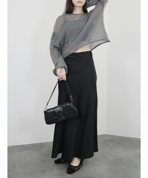 完売品　リテン liten. シアートップスブラック新品未使用 セール】切りっぱなしシアートップス／untrimmed sheer top 長袖