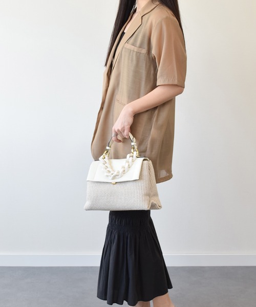 LORISTELLA（ロリステッラ）の「【LORISTELLA】アクリルチェーン異素材コンビバッグ(Q56413)（ハンドバッグ・レディース・ホワイト系その他・ALL）」の8枚目の写真