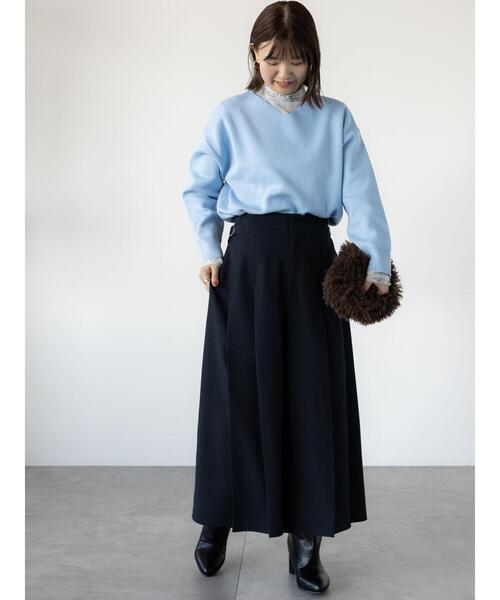 Lugnoncure（ルノンキュール）の「コットンタッチVネックニット（ニット/セーター・レディース・ミント/ブラック/ピンク/サックスブルー/オフホワイト・F）」の10枚目の写真