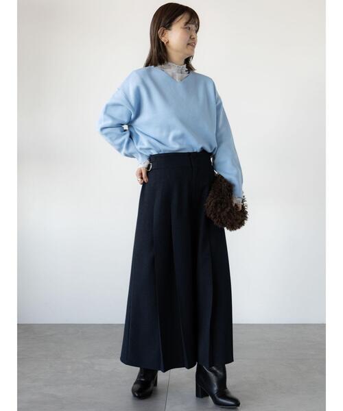 Lugnoncure（ルノンキュール）の「コットンタッチVネックニット（ニット/セーター・レディース・ミント/ブラック/ピンク/サックスブルー/オフホワイト・F）」の9枚目の写真