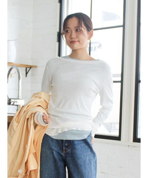 Ungrid（アングリッド）の「シアーフィットロングスリーブTee（Tシャツ/カットソー・レディース・オレンジ/ブラック/レッド/オフホワイト/ブルー・FREE）」の2枚目の写真