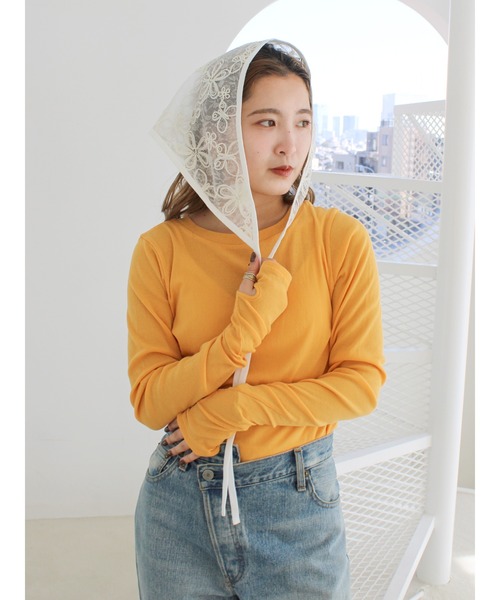 Ungrid（アングリッド）の「シアーフィットロングスリーブTee（Tシャツ/カットソー・レディース・オレンジ/ブラック/レッド/オフホワイト/ブルー・FREE）」の5枚目の写真