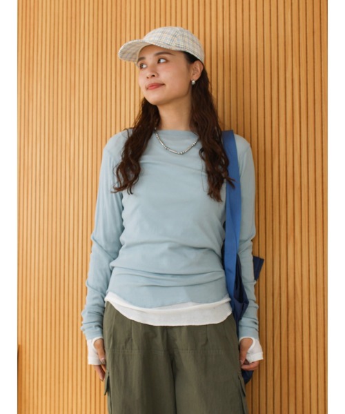 Ungrid（アングリッド）の「シアーフィットロングスリーブTee（Tシャツ/カットソー・レディース・オレンジ/ブラック/レッド/オフホワイト/ブルー・FREE）」の4枚目の写真