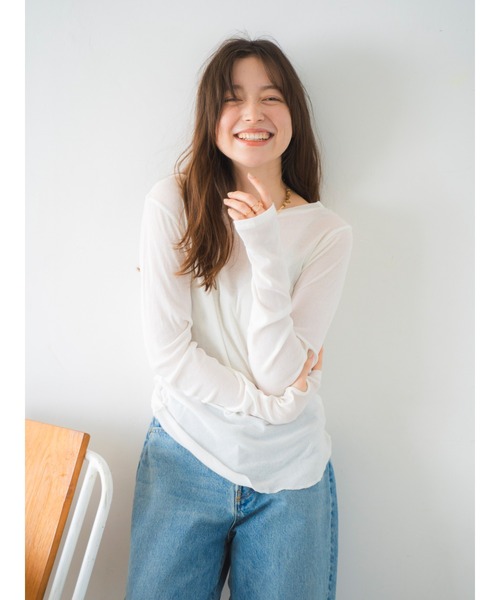 シロ⭐︎Ungrid シアーフィットロングスリーブTee セール】シアーフィットロングスリーブTee（Tシャツ/カットソー