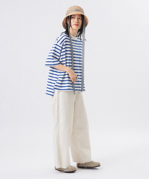 BEAMS BOY(ビームスボーイ)の「ボーダー ビッグ ショートスリーブ(Tシャツ/カットソー・レディース・オフホワイト/ホワイト系その他7/ブラック・ONE SIZE)」の8枚目の写真