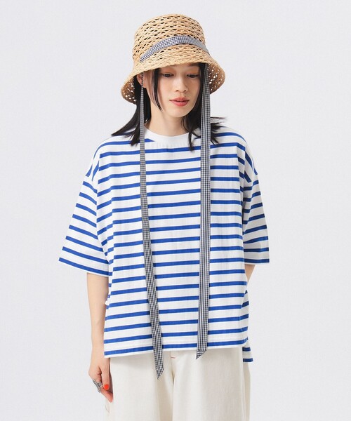 BEAMS BOY(ビームスボーイ)の「ボーダー ビッグ ショートスリーブ(Tシャツ/カットソー・レディース・オフホワイト/ホワイト系その他7/ブラック・ONE SIZE)」の9枚目の写真