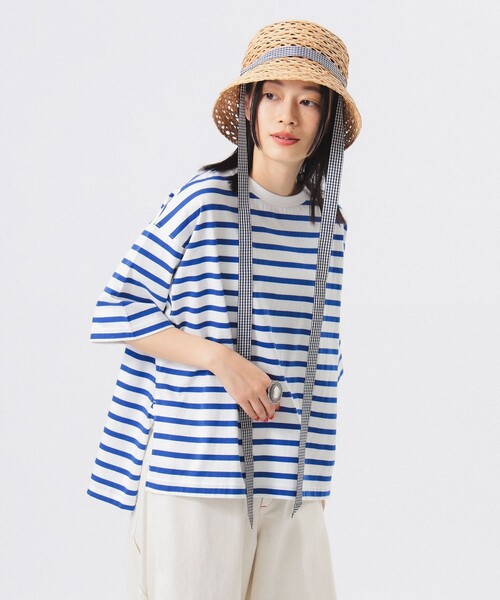 BEAMS BOY(ビームスボーイ)の「ボーダー ビッグ ショートスリーブ(Tシャツ/カットソー・レディース・オフホワイト/ホワイト系その他7/ブラック・ONE SIZE)」の10枚目の写真