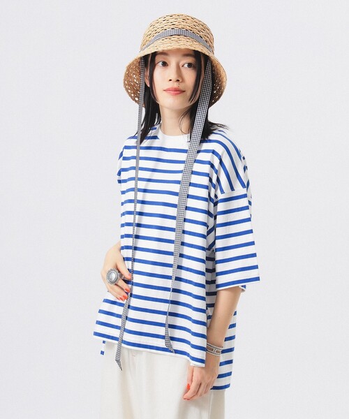 BEAMS BOY(ビームスボーイ)の「ボーダー ビッグ ショートスリーブ(Tシャツ/カットソー・レディース・オフホワイト/ホワイト系その他7/ブラック・ONE SIZE)」の11枚目の写真