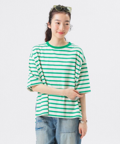 BEAMS BOY(ビームスボーイ)の「ボーダー ビッグ ショートスリーブ(Tシャツ/カットソー・レディース・オフホワイト/ホワイト系その他7/ブラック・ONE SIZE)」の13枚目の写真