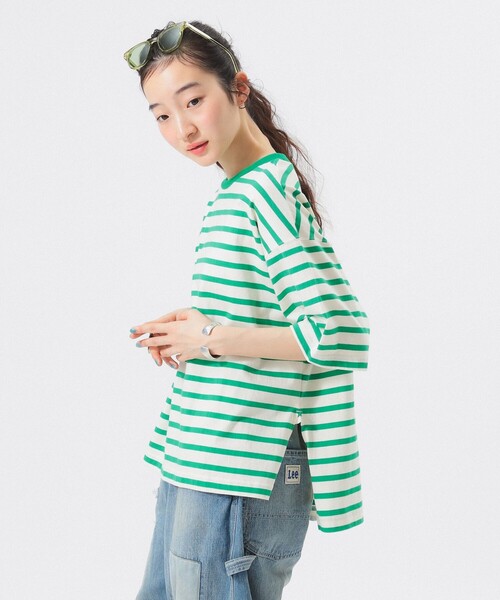 BEAMS BOY(ビームスボーイ)の「ボーダー ビッグ ショートスリーブ(Tシャツ/カットソー・レディース・オフホワイト/ホワイト系その他7/ブラック・ONE SIZE)」の14枚目の写真