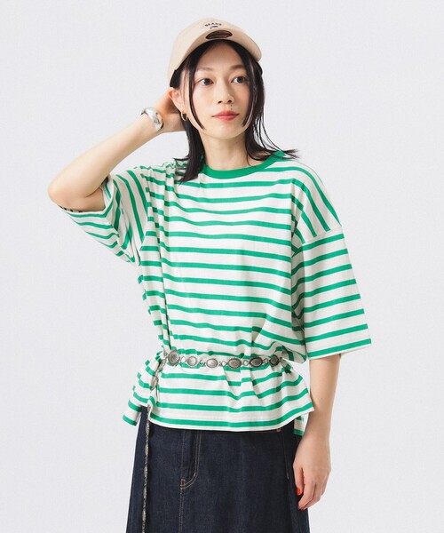 BEAMS BOY(ビームスボーイ)の「ボーダー ビッグ ショートスリーブ(Tシャツ/カットソー・レディース・オフホワイト/ホワイト系その他7/ブラック・ONE SIZE)」の16枚目の写真
