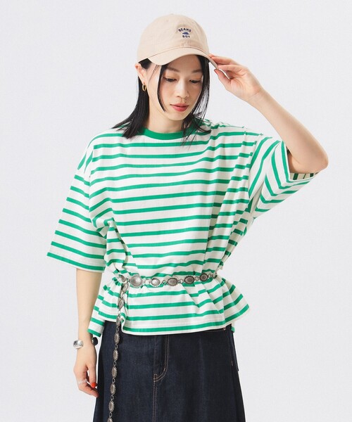 BEAMS BOY(ビームスボーイ)の「ボーダー ビッグ ショートスリーブ(Tシャツ/カットソー・レディース・オフホワイト/ホワイト系その他7/ブラック・ONE SIZE)」の17枚目の写真