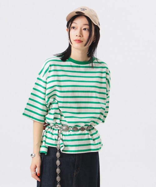 BEAMS BOY(ビームスボーイ)の「ボーダー ビッグ ショートスリーブ(Tシャツ/カットソー・レディース・オフホワイト/ホワイト系その他7/ブラック・ONE SIZE)」の18枚目の写真