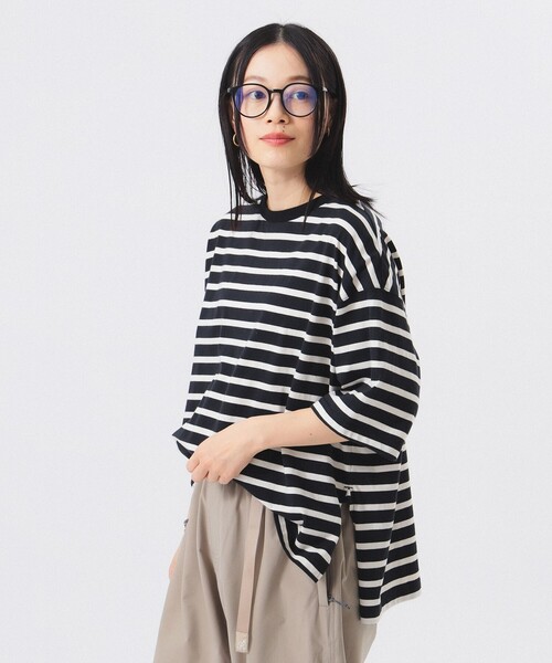 BEAMS BOY(ビームスボーイ)の「ボーダー ビッグ ショートスリーブ(Tシャツ/カットソー・レディース・オフホワイト/ホワイト系その他7/ブラック・ONE SIZE)」の21枚目の写真