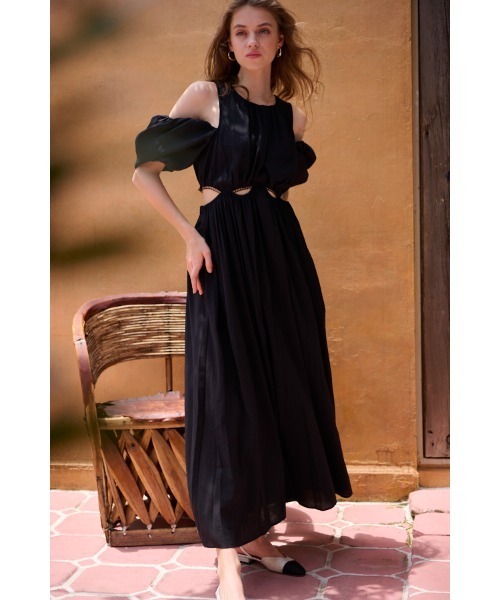 Estella.K(エステラケー)の「Rosie Cutout Long Dress カットアウトソフトドレス(ワンピース・レディース・アイボリー/サックスブルー/ブラック・FREE)」の15枚目の写真