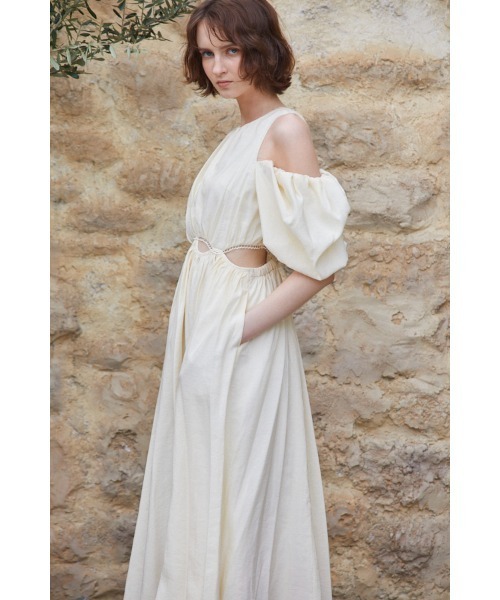 エステラケー Rosie Cutout Long Dress アイボリー Rosie Cutout Long Dress カットアウトソフトドレス(ワンピース