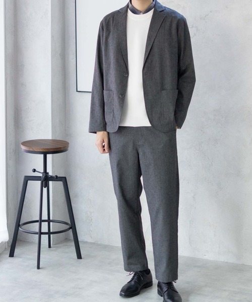 URBAN COLLECTION(アーバンコレクション)の「URBAN COLLECTION リネンライクジャケット(テーラードジャケット・メンズ・ブラック/チャコール・S/M/L/XL)」の3枚目の写真